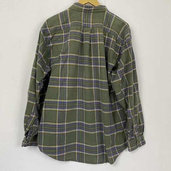 Vtg American Eagle Flannel Shirt Mens Large Green Plaid Pocket Button Fader Y2K - Picture 4 of 9